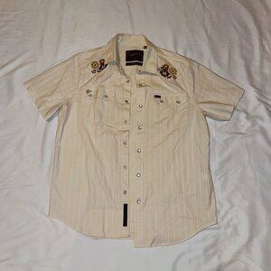 "Howler Brothers Crosscut Deluxe Snapshirt SS Flower Power : Off White Dobby"
